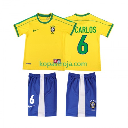 Billiga Fotbollströjor Brasilien Roberto Carlos 6 Retro Barn Hemma tröja 1998 Kortärmad